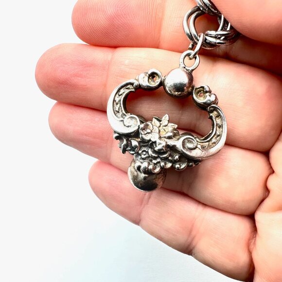 Antique Unsigned Peruzzi? Sterling Silver Charm Bracelet Unique Large Charms - Picture 9 of 10